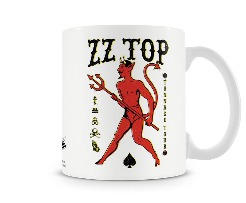 ZZ Top tonnage tout baseball white music rock band mug cup