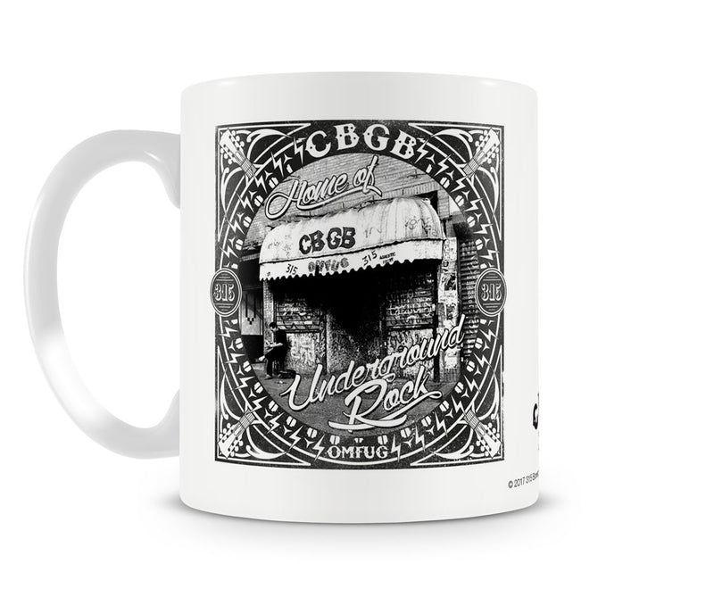 CBGB home of underground rock white coffee mug music band film 