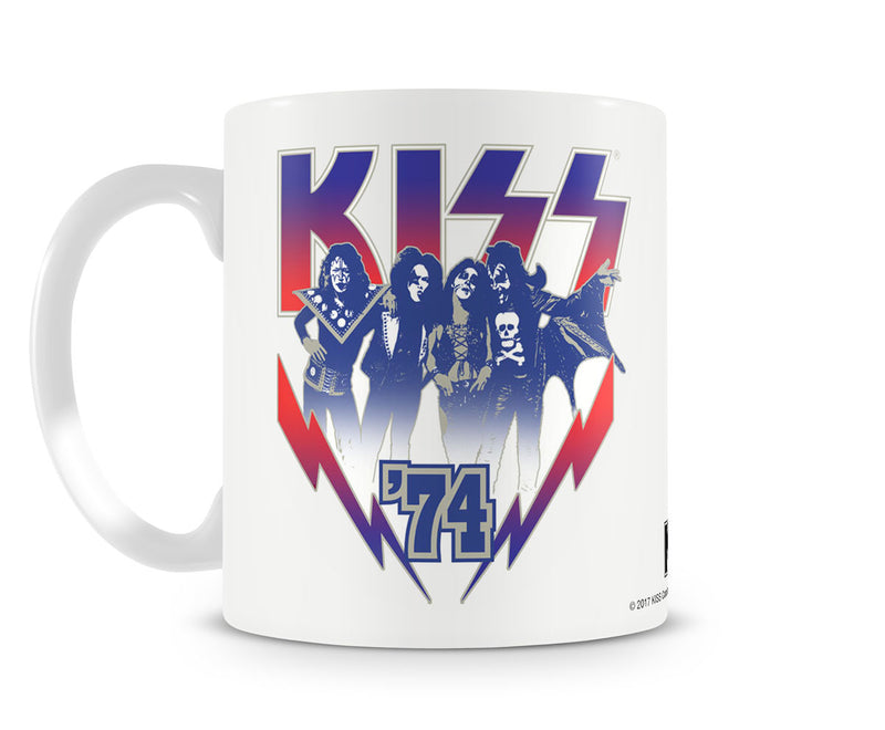 KISS 74 metal rock band white coffee mug cup