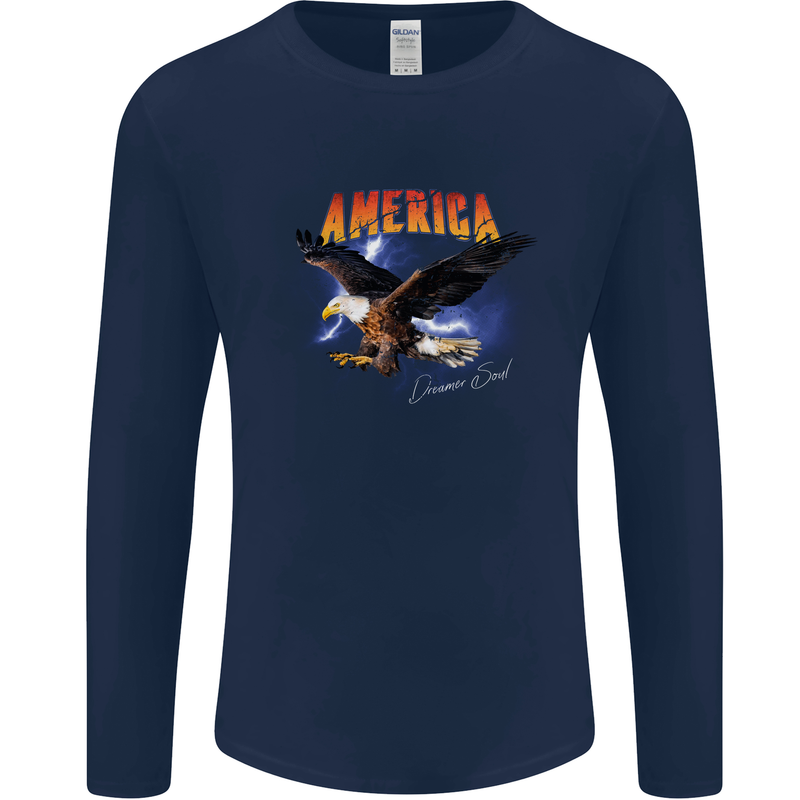Eagle America Dreamer Soul Mens Long Sleeve T-Shirt Navy Blue