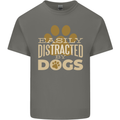 Easily Distracted By Dogs Funny ADHD Mens Cotton T-Shirt Tee Top Charcoal