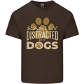 Easily Distracted By Dogs Funny ADHD Mens Cotton T-Shirt Tee Top Dark Chocolate