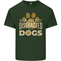 Easily Distracted By Dogs Funny ADHD Mens Cotton T-Shirt Tee Top Forest Green