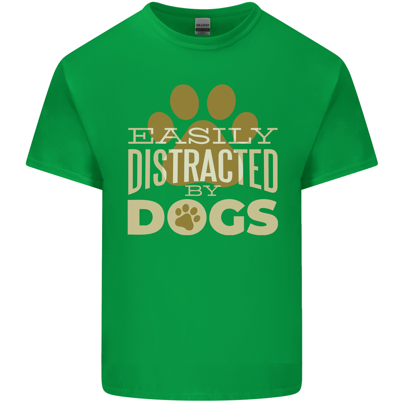 Easily Distracted By Dogs Funny ADHD Mens Cotton T-Shirt Tee Top Irish Green