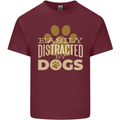 Easily Distracted By Dogs Funny ADHD Mens Cotton T-Shirt Tee Top Maroon