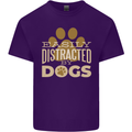Easily Distracted By Dogs Funny ADHD Mens Cotton T-Shirt Tee Top Purple