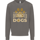 Easily Distracted By Dogs Funny ADHD Mens Sweatshirt Jumper Charcoal