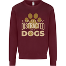 Easily Distracted By Dogs Funny ADHD Mens Sweatshirt Jumper Maroon