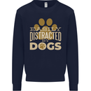 Easily Distracted By Dogs Funny ADHD Mens Sweatshirt Jumper Navy Blue