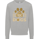 Easily Distracted By Dogs Funny ADHD Mens Sweatshirt Jumper Sports Grey