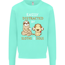 Easily Distracted Dogs & Sloths Funny ADHD Kids Sweatshirt Jumper Peppermint