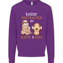 Easily Distracted Dogs & Sloths Funny ADHD Kids Sweatshirt Jumper Purple