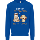 Easily Distracted Dogs & Sloths Funny ADHD Kids Sweatshirt Jumper Royal Blue