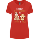 Easily Distracted Dogs & Sloths Funny ADHD Womens Wider Cut T-Shirt Red
