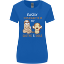 Easily Distracted Dogs & Sloths Funny ADHD Womens Wider Cut T-Shirt Royal Blue