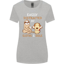 Easily Distracted Dogs & Sloths Funny ADHD Womens Wider Cut T-Shirt Sports Grey