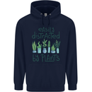 Easily Distracted by Plants Botanist Funny Mens 80% Cotton Hoodie Navy Blue