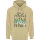 Easily Distracted by Plants Botanist Funny Mens 80% Cotton Hoodie Sand