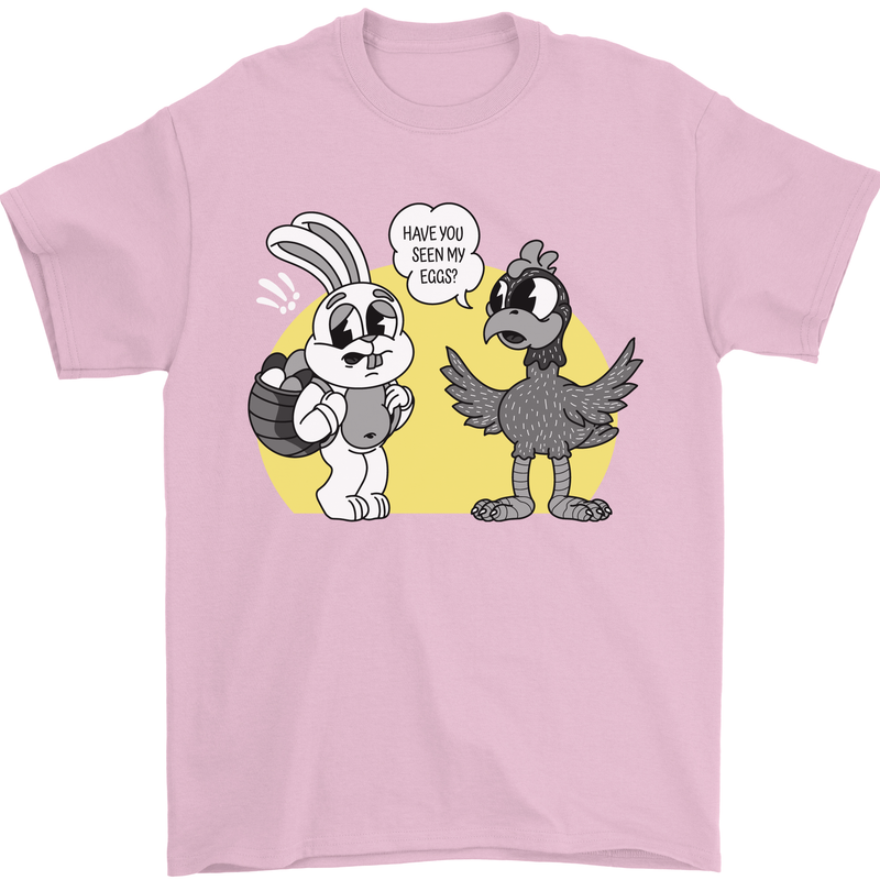 Easter Funny Chicken Eggs & Rabbit Mens T-Shirt 100% Cotton Light Pink
