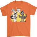 Easter Funny Chicken Eggs & Rabbit Mens T-Shirt 100% Cotton Orange