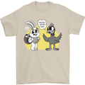 Easter Funny Chicken Eggs & Rabbit Mens T-Shirt 100% Cotton Sand