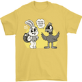 Easter Funny Chicken Eggs & Rabbit Mens T-Shirt 100% Cotton Yellow