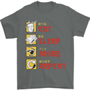 Eat Sleep Anime Repeat Mens T-Shirt 100% Cotton Charcoal