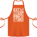 Eat Sleep Fish Funny Fishing Fisherman Cotton Apron 100% Organic Orange