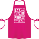 Eat Sleep Fish Funny Fishing Fisherman Cotton Apron 100% Organic Pink