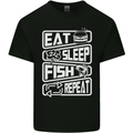 Eat Sleep Fish Funny Fishing Fisherman Kids T-Shirt Childrens Black
