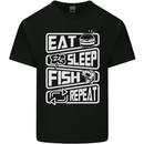 Eat Sleep Fish Funny Fishing Fisherman Kids T-Shirt Childrens Black
