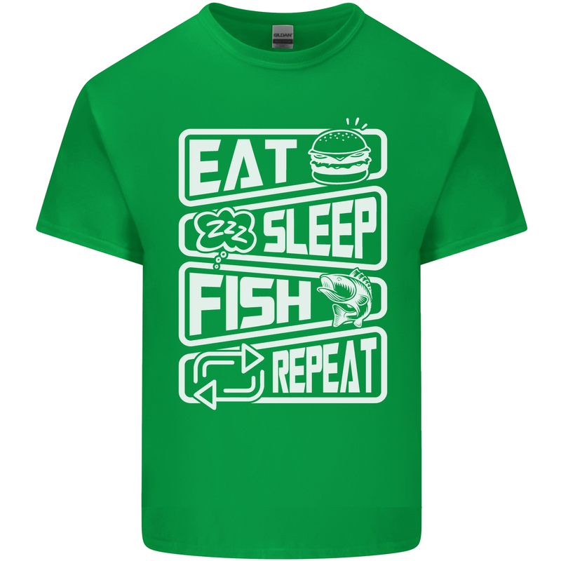 Eat Sleep Fish Funny Fishing Fisherman Kids T-Shirt Childrens Irish Green