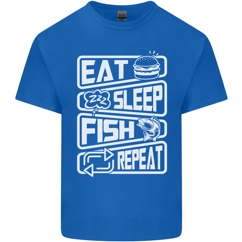 Eat Sleep Fish Funny Fishing Fisherman Kids T-Shirt Childrens Royal Blue