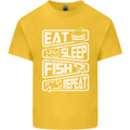 Eat Sleep Fish Funny Fishing Fisherman Kids T-Shirt Childrens Yellow