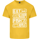 Eat Sleep Fish Funny Fishing Fisherman Kids T-Shirt Childrens Yellow