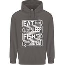Eat Sleep Fish Funny Fishing Fisherman Mens 80% Cotton Hoodie Charcoal