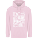 Eat Sleep Fish Funny Fishing Fisherman Mens 80% Cotton Hoodie Light Pink