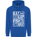 Eat Sleep Fish Funny Fishing Fisherman Mens 80% Cotton Hoodie Royal Blue
