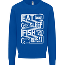 Eat Sleep Fish Funny Fishing Fisherman Mens Sweatshirt Jumper Royal Blue