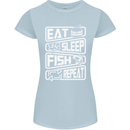Eat Sleep Fish Funny Fishing Fisherman Womens Petite Cut T-Shirt Light Blue