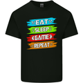 Eat Sleep Game Funny Gamer Gamming Mens Cotton T-Shirt Tee Top Black