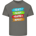 Eat Sleep Game Funny Gamer Gamming Mens Cotton T-Shirt Tee Top Charcoal