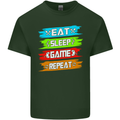 Eat Sleep Game Funny Gamer Gamming Mens Cotton T-Shirt Tee Top Forest Green