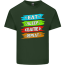 Eat Sleep Game Funny Gamer Gamming Mens Cotton T-Shirt Tee Top Forest Green
