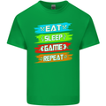 Eat Sleep Game Funny Gamer Gamming Mens Cotton T-Shirt Tee Top Irish Green