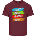 Eat Sleep Game Funny Gamer Gamming Mens Cotton T-Shirt Tee Top Maroon
