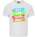 Eat Sleep Game Funny Gamer Gamming Mens Cotton T-Shirt Tee Top White