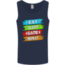 Eat Sleep Game Funny Gamer Gamming Mens Vest Tank Top Navy Blue