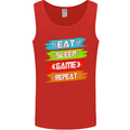 Eat Sleep Game Funny Gamer Gamming Mens Vest Tank Top Red