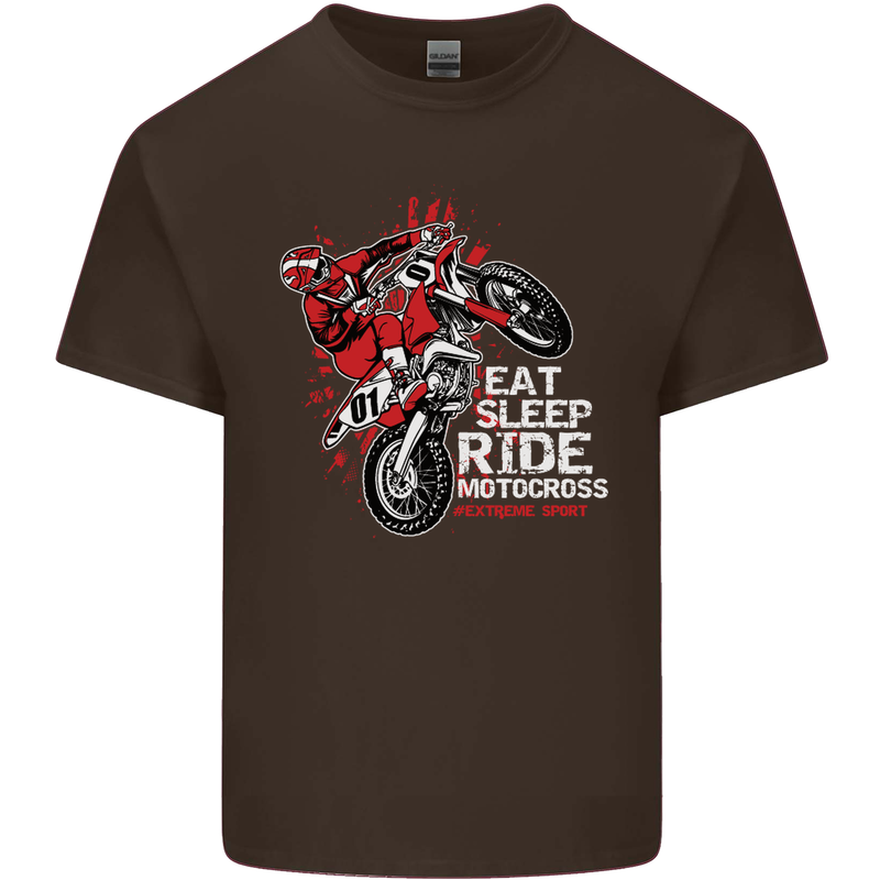 Eat Sleep Ride Motocross Dirt Bike MotoX Kids T-Shirt Childrens Chocolate